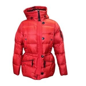 Eddie Bauer Women’s EB550 Goose Down Puffer Coat Cinch Waist Jacket Red‎ XL